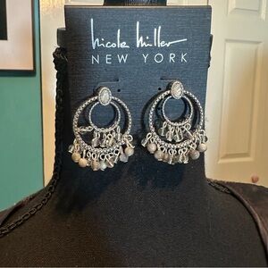 Nicole Miller Silver‎ Hoop Earrings NWT